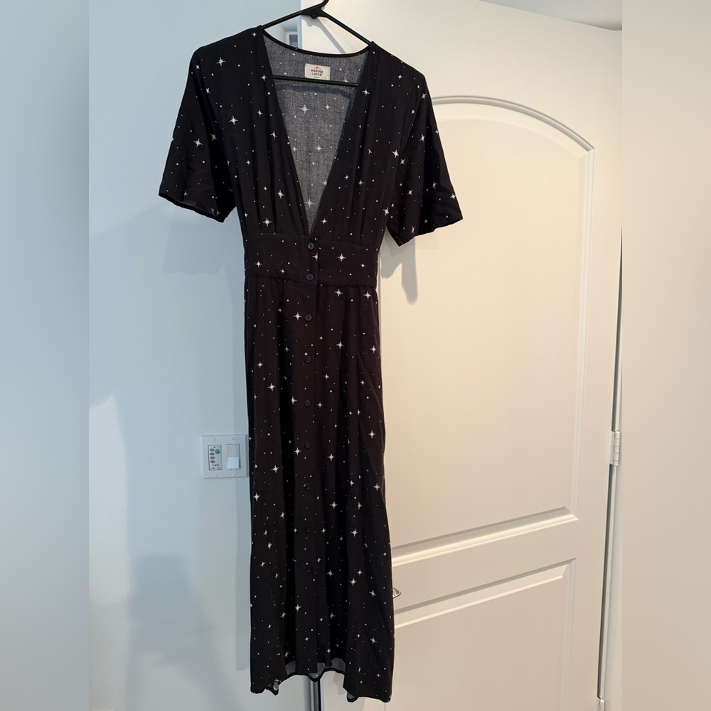 Marine Layer Isabella Dress in Black Starry Print